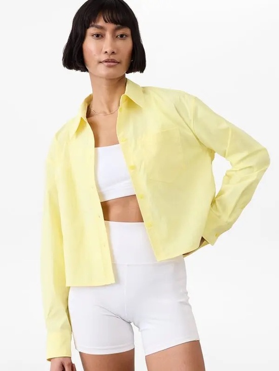 Athleta Tops - NWT – Athleta Midday Cropped Poplin Shirt – Citron – Large